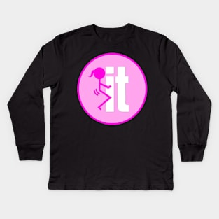 F IT Sticker Pink - Woman Kids Long Sleeve T-Shirt